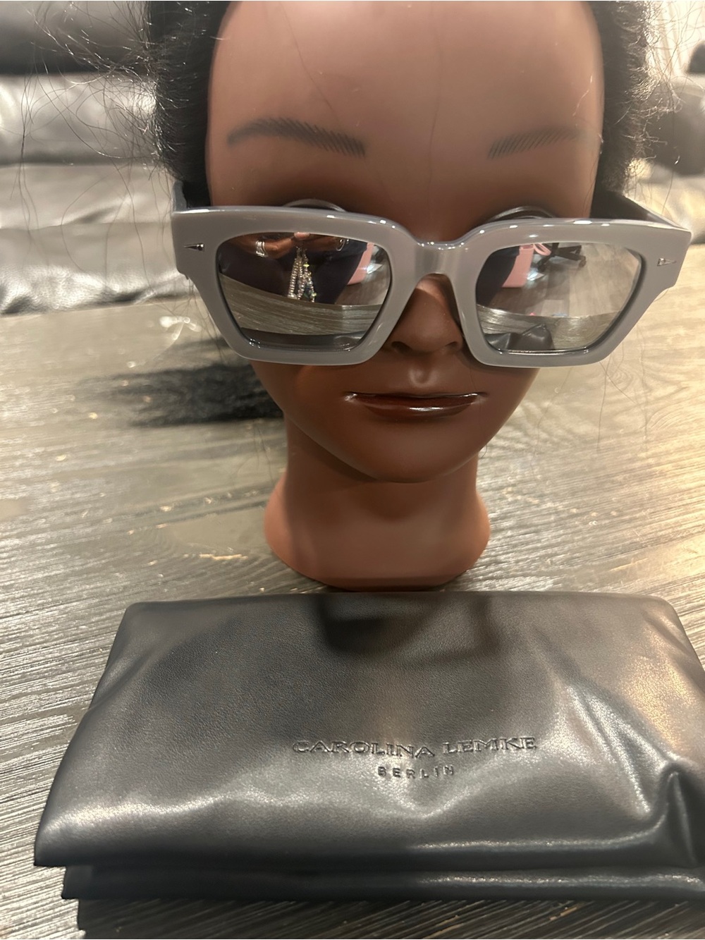 Carolina Lemke Women’s Square Sunglasses in silver NWT